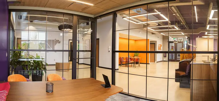 Commercial interior construction progress photography